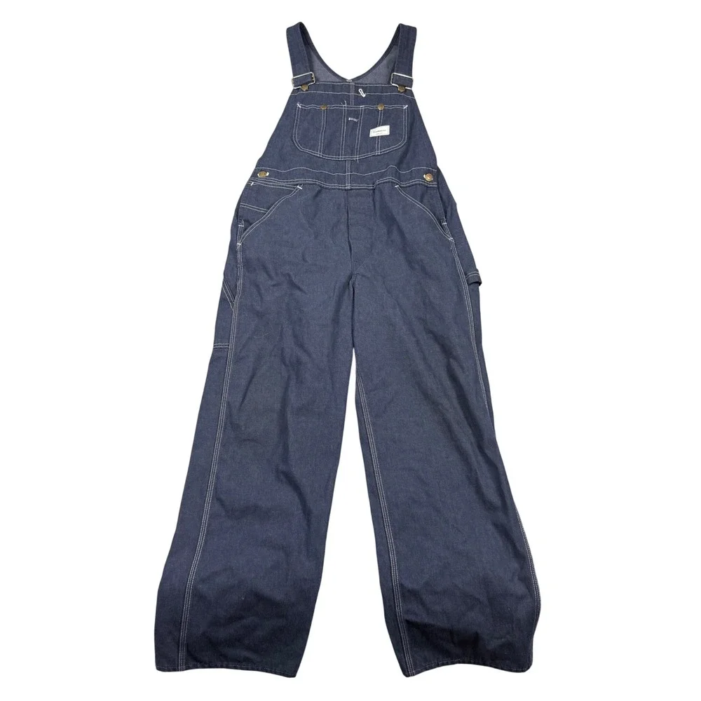 Vintage 70s Sears Tradewear Mens Denim Overalls Indigo Blue Union Made 34x30
